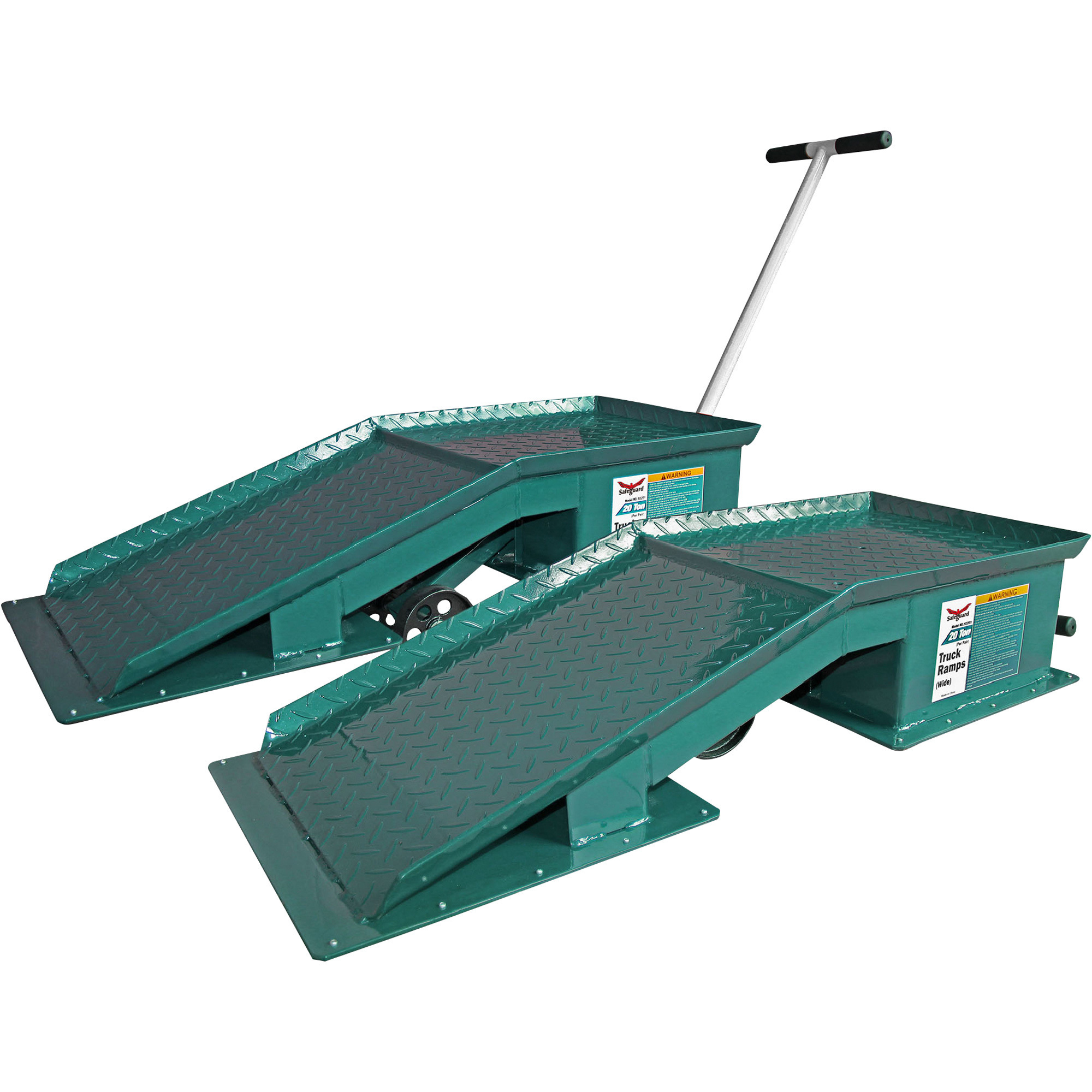 Safeguard 20-Ton Truck Ramp with Tear Plate and T-Handle, 1 Pair, 45.625in.L x 13.50in.W x 9.50in.H, Model# 69200